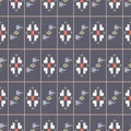 Japanese Cross Flower Rectangle Vector Seamless Pattern