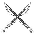 Japanese crossed swords icon, outline style Royalty Free Stock Photo