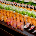 Japanese Cuisine -Buffet catering style Sushi Set in restaurant