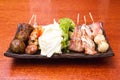 Japanese cuisine Grilled, Japanese skewered meat,Yakitori Royalty Free Stock Photo