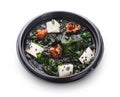 Japanese cuisine. Miso soup with tofu cheese, mushrooms and seewed Royalty Free Stock Photo