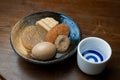 Japanese Cuisine Oden and sake Royalty Free Stock Photo