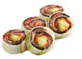 Japanese Cuisine - Salmon Rolls Royalty Free Stock Photo