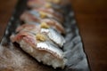 Japanese Cuisine Sanma (Pacific saury) Sushi Royalty Free Stock Photo