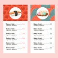 Japanese cuisine. A set of templates of the menu of a Japanese r