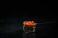 Japanese cuisine single gunkan ikura with red caviar