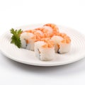 Japanese Cuisine - Sushi Roll with Shrimp and Cream Cheese inside. AI Generative Royalty Free Stock Photo