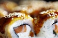 Japanese cuisine sushi rolls macro Royalty Free Stock Photo