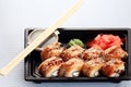 Japanese cuisine sushi rolls macro Royalty Free Stock Photo
