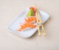 japanese cuisine. sushi salmon on the background Royalty Free Stock Photo