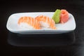 japanese cuisine. sushi salmon on the background Royalty Free Stock Photo