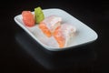 japanese cuisine. sushi salmon on the background Royalty Free Stock Photo