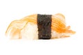 Japanese Cuisine Sushi. single. one. on white background Royalty Free Stock Photo