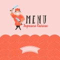 Japanese cuisine. A set of templates of the menu of a Japanese r