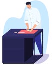 Japanese cuisine is traditional cooking. The chef prepares sushi. Vector illustration on a white background