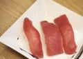 Japanese cuisine tuna sushi Royalty Free Stock Photo