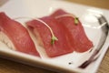 Japanese cuisine tuna sushi Royalty Free Stock Photo