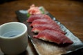 Japanese Cuisine Tuna Sushi and sake