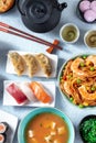 Japanese cuisine, a variety of Japanese dishes Royalty Free Stock Photo