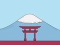 Japanese Culture Day Background or Greeting Card Design. Illustration of a Japanese gate with mount fuji in the background, and a Royalty Free Stock Photo