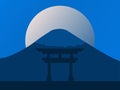 Japanese Culture Day Background or Greeting Card Design. Illustration of Japanese gate with mount fuji and full moon background an Royalty Free Stock Photo