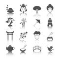 Japanese culture icons set