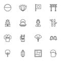 Japanese culture line icons set Royalty Free Stock Photo