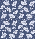 Japanese Curl Flower Motif Vector Seamless Pattern