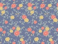 Japanese Curl Flower Vine Vector Seamless Pattern