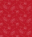 Japanese Curl Leaf Line Vector Seamless Pattern