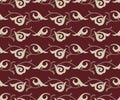 Japanese Curl Leaf Vine Vector Seamless Pattern