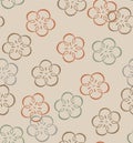 Japanese Curl Line Cherry Blossom Vector Seamless Pattern Royalty Free Stock Photo