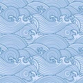 Japanese Curl Storm Wave Vector Seamless Pattern