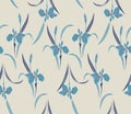 Japanese Curl Wild Flower Vector Seamless Pattern
