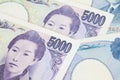 Japanese currency yen or Japanese banknotes Royalty Free Stock Photo