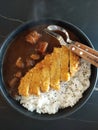 Japanese curry rice with fire pock