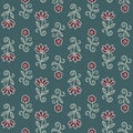 Japanese Curve Flower Vector Seamless Pattern