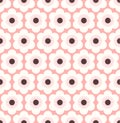 Japanese Cute Circle Petal Flower Vector Seamless Pattern