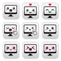 Japanese cute Kawaii character - computer buttons set