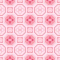Japanese Cute Pink Flower Mosaic Vector Seamless Pattern Royalty Free Stock Photo