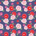 Japanese Cute Poppy Flower Vector Seamless Pattern Royalty Free Stock Photo