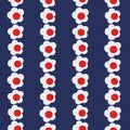 Japanese Cute Posy Line Vector Seamless Pattern