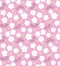 Japanese Cute Round Cherry Blossom Vector Seamless Pattern