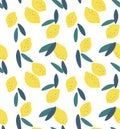 Japanese Cute Yellow Lemon Vector Seamless Pattern Royalty Free Stock Photo