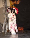 Japanese Dancer with Fan at the Festival of the Orient in Rome Italy Royalty Free Stock Photo