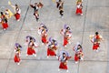 Japanese dancers typical dressed in Japanese kimonos at welcome ceremony for cruisers in Kanazawa, Japan