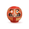 Japanese Daruma doll. Vector illustration on white background. Cartoon style.