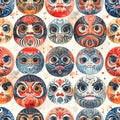Japanese Daruma Dolls Pattern Royalty Free Stock Photo