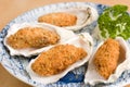 Japanese deep fried breadcrumbed oysters Royalty Free Stock Photo