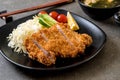 Japanese deep fried pork cutlet (tonkatsu set)